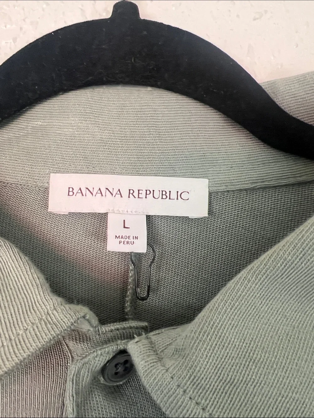 100% cotton Banana Republic Long-Sleeve Polo in Sage